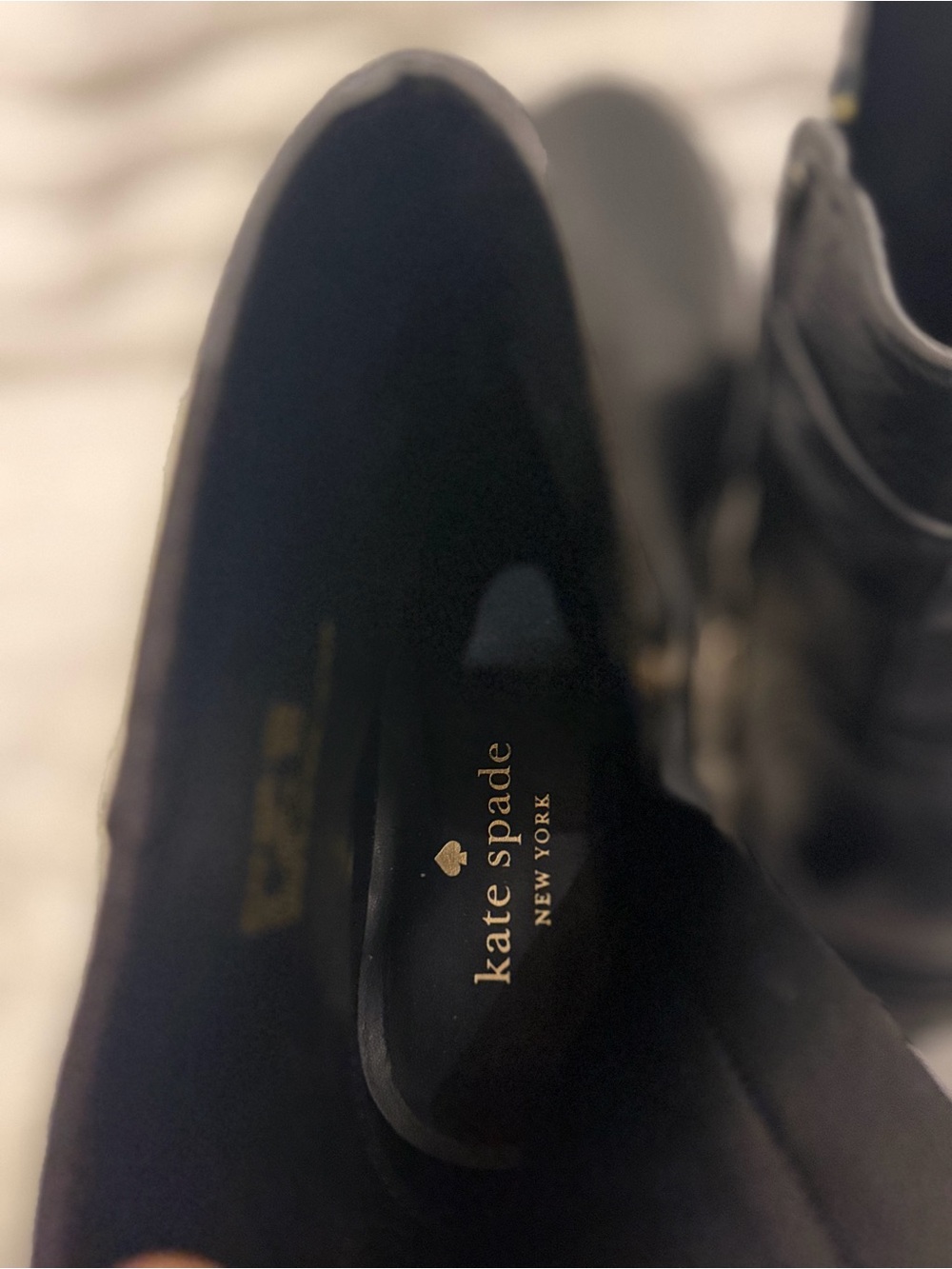 kate spade Black Leather Ankle Booties with Gold Accent - Picture 6 of 9